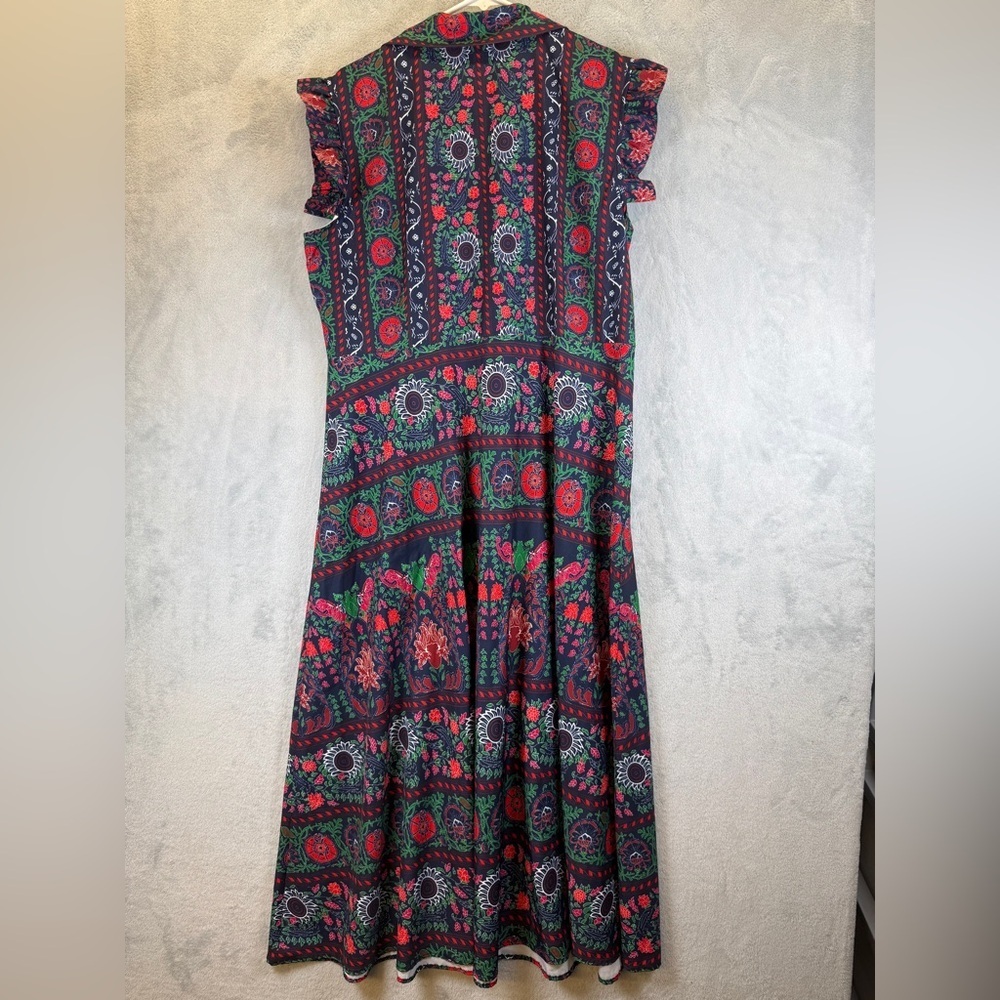 Dalia MacPhee Dress Size XL Multicolor Floral Midi Dress Ruffle Dainty Maxi - Picture 5 of 6